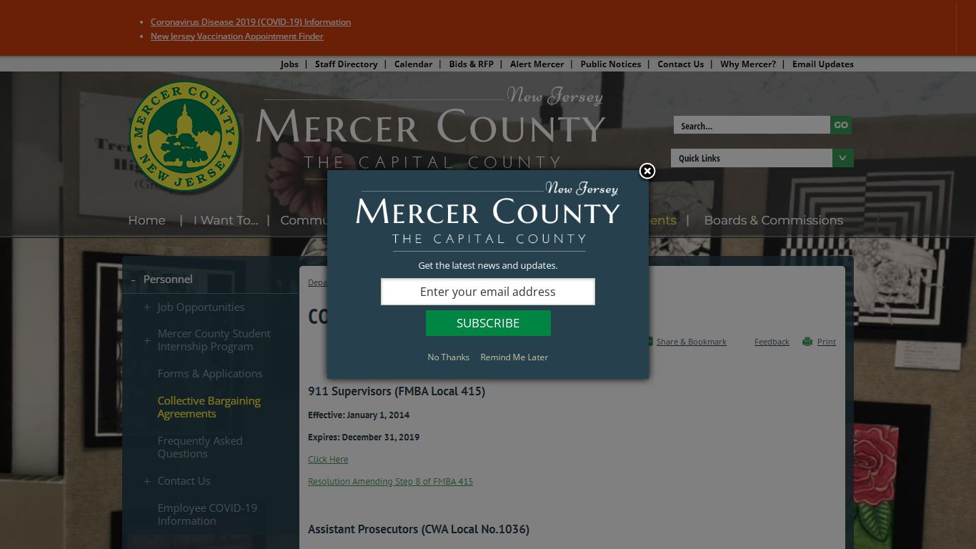 Collective Bargaining Agreements | Mercer County, NJ